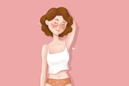 Frau mit gewachster Achsel