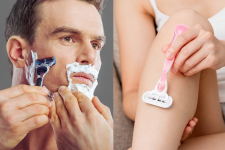 Mann und Frau mit Nassrasierer